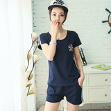 夏天运动套装女夏季跑步短袖短裤纯棉韩版学生夏装薄款健身运动服