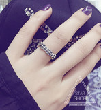 S925纯银 克罗心十字图案做旧 开口戒指环 复古 女款 韩国 不掉色