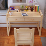 特价实木电脑桌带书架台式家用书桌组合松木书柜写字台儿童学习桌