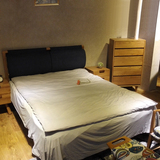 重庆木朵朵北欧日式家具卧室实木双人床1.5米1.8m宜家布艺床实拍