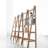 北欧橡木全实木书架组合 多层置物架物品架书柜创意原木储物书架