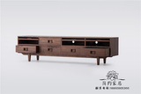 新中式实木电视柜日式简约置物柜创意边柜北欧风格黑胡桃木储物柜