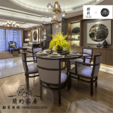 新中式实木餐桌椅组合酒店样板房别墅家用餐厅6人4人桌椅定制家具