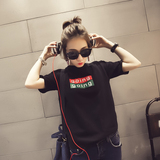 2016夏装新款韩版宽松短袖T恤体恤夏季黑色潮流BF风女装韩范韩国