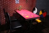 厂家订做实木主题餐厅桌椅 时尚创意休闲彩色国旗图案简约大气