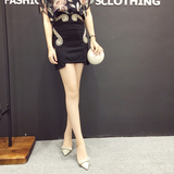 夏季新款2016韩版女装修身显瘦A字短裙百搭钉珠半身包臀裙子Q8030