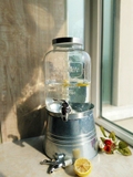 5L玻璃果汁罐果汁瓶带水龙头泡酒瓶酿酒桶冷水瓶酵素桶赠冰桶底座