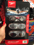 华美小铺 美国代购 speedo 成人游泳眼镜  防雾泳镜3个装 拼邮