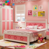 缤纷乐园家具全实木儿童床 粉色公主床单人床 1.5米儿童成套女孩