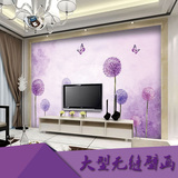 野牛壁画 现代简约 蒲公英紫色梦幻 客厅 卧室 书房 背景墙  墙纸