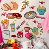 可移除墙贴创意厨房灶台卡通橱柜时尚厨房冰箱餐厅墙壁装饰贴纸画