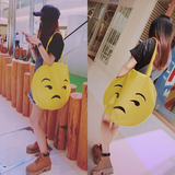 黄色笑脸包无语emoji表情囧脸大圆形简约单肩包PU学生女包大包