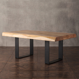 美式北欧复古实木餐桌椅组合小户型饭桌个性创意铁艺办公桌长方形