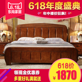 高档简约新中式全实木床1.5 1.8米橡木双人床 高箱储物婚床单人床