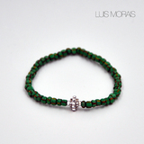 Luis Morais 男/女士 白金，绿色珠子手链