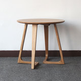 茶几实木简约北欧圆形矮桌日式小户型宜家创意现代白橡木咖啡桌几