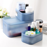 化妆品收纳盒磨砂透明桌面有盖杂物收纳盒 组合整理盒塑料储物盒