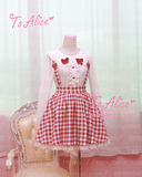 【To Alice】C1761- 春款草莓野餐立体刺绣背带裙（不是套装）
