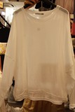 韩国东大门进口女装代购  2016夏季新款 圆领纯色露肩长袖T恤