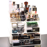 亚加丽加超大号透明抽屉式化妆品收纳盒 组合储物盒 收纳柜 包邮
