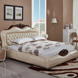 皮床高档白色欧式床法式床实木雕花真皮床双人床1.8米婚床太子床