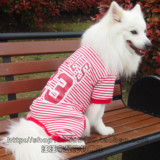 狗狗条纹衫红色衣服宠物春夏四脚衣中大型犬拉布拉多萨摩条纹睡衣