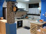 天津全屋定制家具 实木橱柜 整体厨房定做 欧式蓝色地中海风格