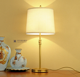 hh书房美式台灯全铜卧室床头灯 客厅卧室书房欧式布艺罩复古台灯