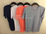 HM H＆M 男装男短袖T恤新款棉质麻圆领柔软纯色环保系列专柜正品