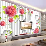 欧式简约3D立体墙纸壁画客厅沙发电视背景无缝墙布壁纸玫瑰花纹