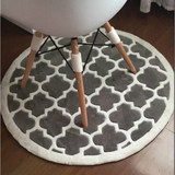 欧美圆形手工腈纶格子地毯 家用卧室客厅茶几床边电脑椅圆形地毯