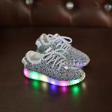 2016夏季新款儿童发光运动鞋男童女童LED灯鞋网布系带软底椰子鞋