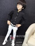 童装2016春装新款韩版男童儿童黑色修身英伦长袖衬衣白色衬衫