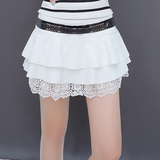 夏季韩版超短裤裙大码蕾丝性感A字显瘦半身裙碎花白色包臀裙子薄