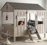 白色小木屋家具美式法式环保全实木儿童高低床字母复古床热卖