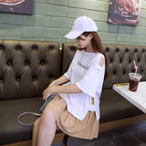 新款宽松露肩短袖t恤女韩版学生百搭半袖上衣服夏季个性时尚体恤