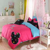 高品质韩版绣花公主卡通床单纯棉四件套时尚1米8床被罩KT粉色床单