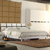 板式床 简约现代 双人床1.8/1.5米 白色烤漆气动高箱床储物床特价