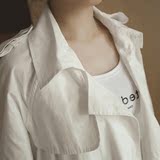 魔衣宝贝2016夏季新款女韩版宽松百搭短款白色长袖防晒衣风衣外套
