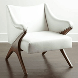 定制简约单人椅实木皮艺沙发椅北欧现代单人沙发白色气质休闲椅
