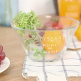 日本同款 法文字母 PATISSERIE 简约透明玻璃碗 水果沙拉碗甜品碗