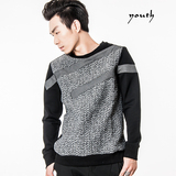冬季男装衣服韩版男士圆领套头针织衫毛衣男青少年修身加厚毛线衣