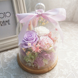 周小花永生花玻璃罩礼盒进口巨型七彩玫瑰创意生日礼物 顺丰速递