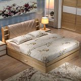 板式床 双人实木床带抽屉气动储物床1.8米品牌婚床现代宜家小户型