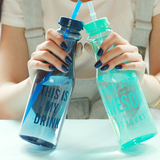 创意大容量吸管冷饮杯可爱便携随手杯子柠檬水瓶女学生塑料随行杯