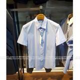 2016夏新款韩国ZIOZIA正品代购男士蓝色修身纯色休闲短袖衬衫2色