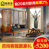 匠人东南亚风格家具实木罗汉床榻 新中式槟榔色 白蜡木客厅沙发床
