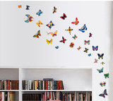 创意彩色蝴蝶贴纸防水墙贴客厅卧室可移除衣柜冰箱装饰笔记本贴画