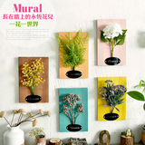 新品乡村彩色实木板仿真花艺植物组合立体相框壁饰背景墙面装饰品