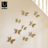 Umbra创意立体金属蝴蝶墙饰3D墙贴可移除简约客厅电视背景墙壁饰